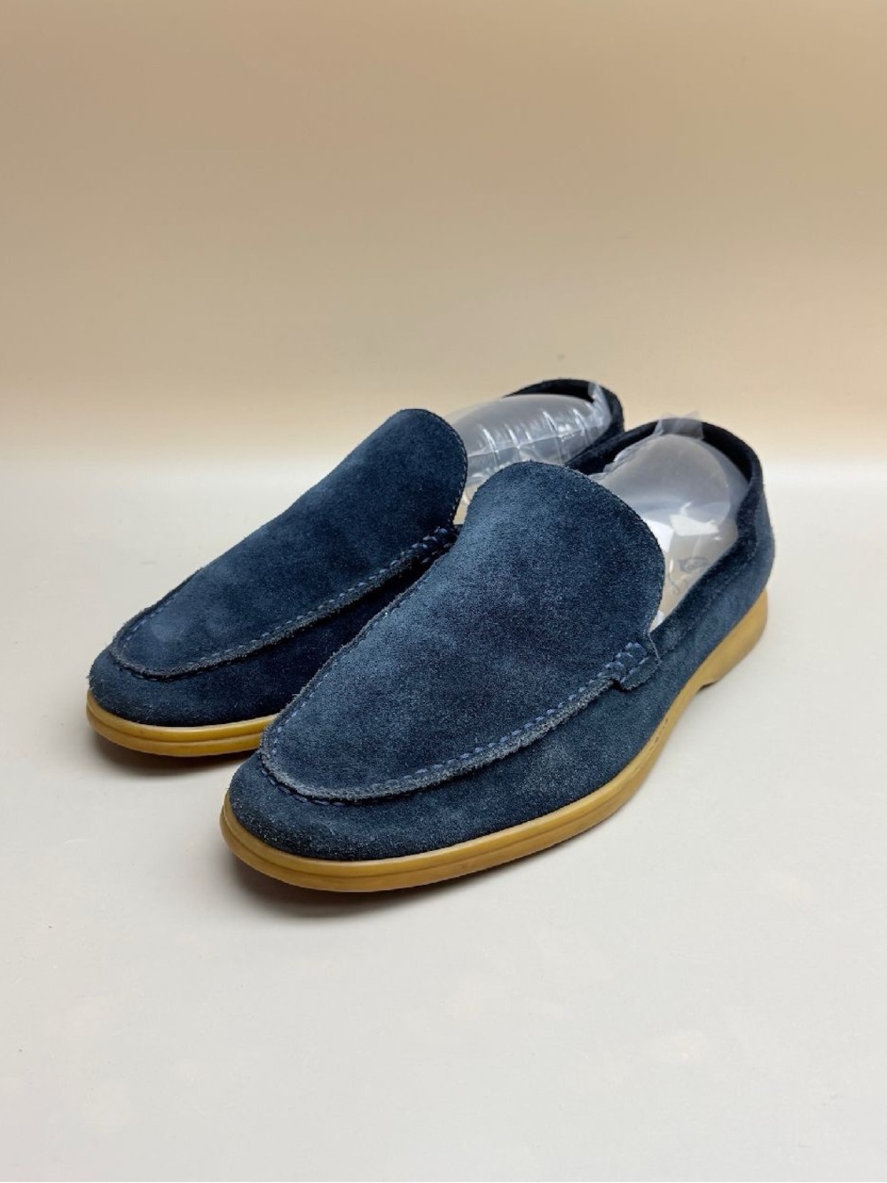 Loro Piana Navy Suede Slip-On Loafers